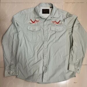 Howler Brothers Pale Mint Embroidered Button-Down Shirt